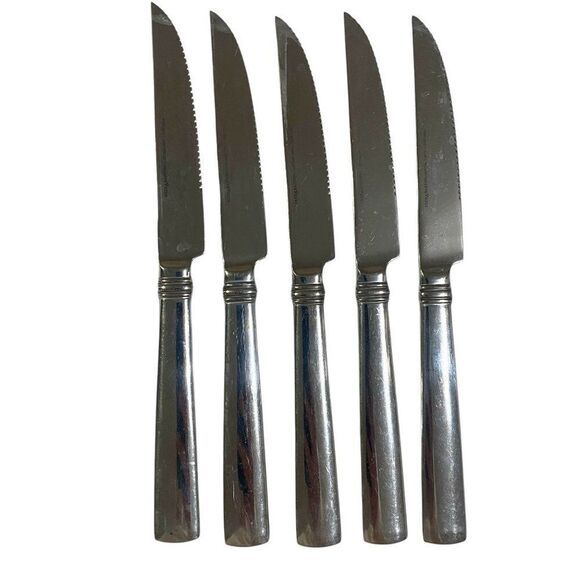 Lot of 5 Reed & Barton Heritage Mint Regent Stainless Steel Serrated Steak Knive - Picture 1 of 4